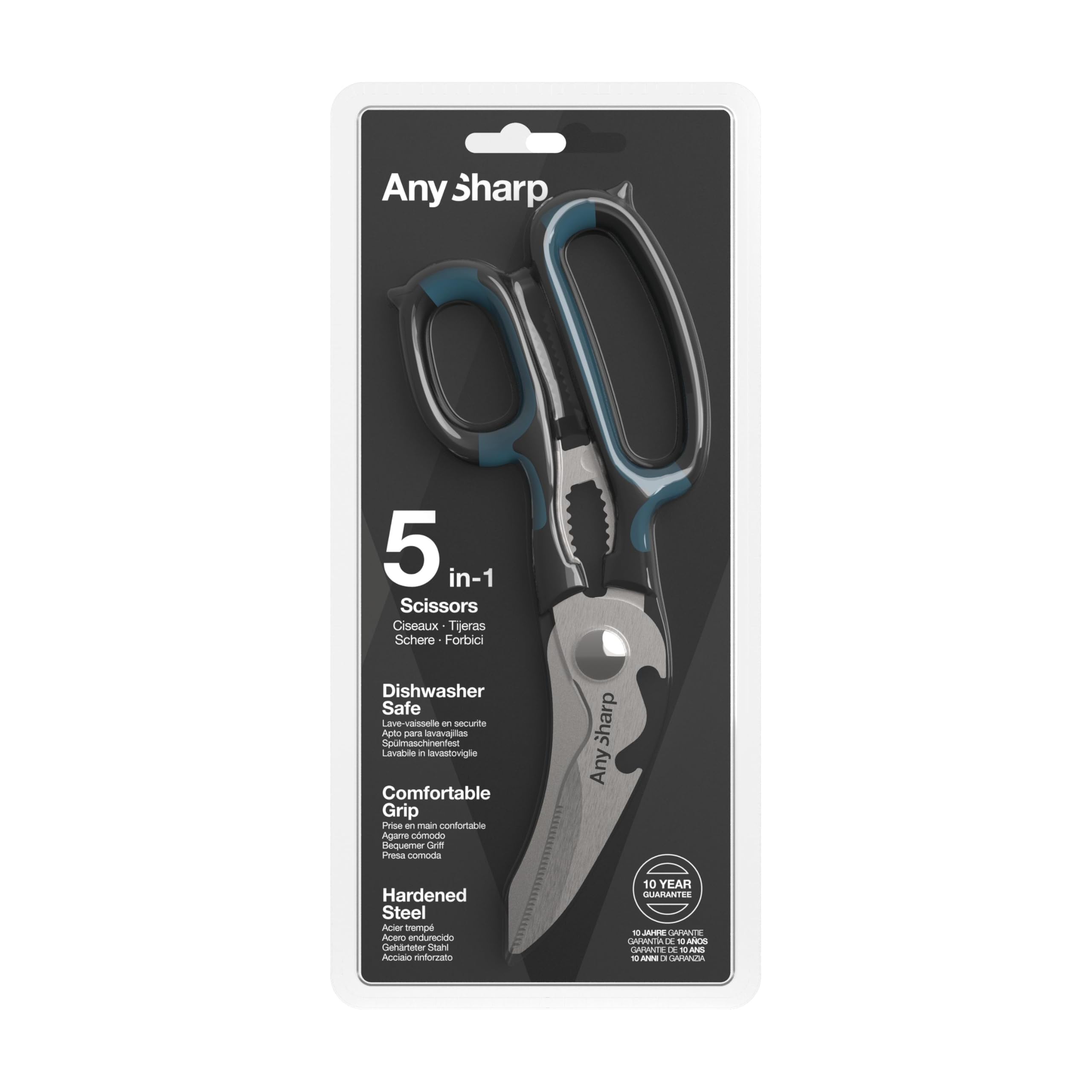 AnySharp 5-in-1 scissors are dishwasher safe for quick cleanup