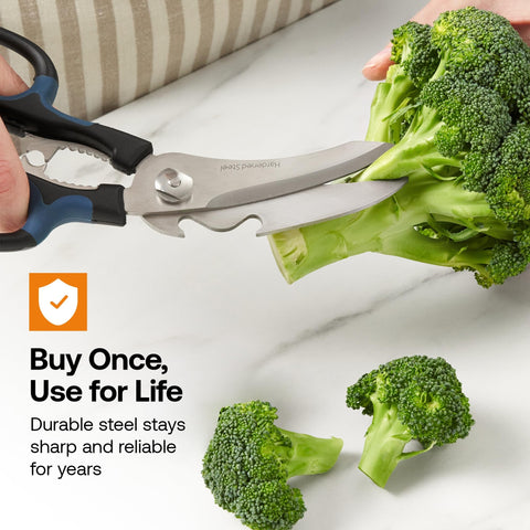 AnySharp 5-in-1 scissors cracking nuts and shells effortlessly