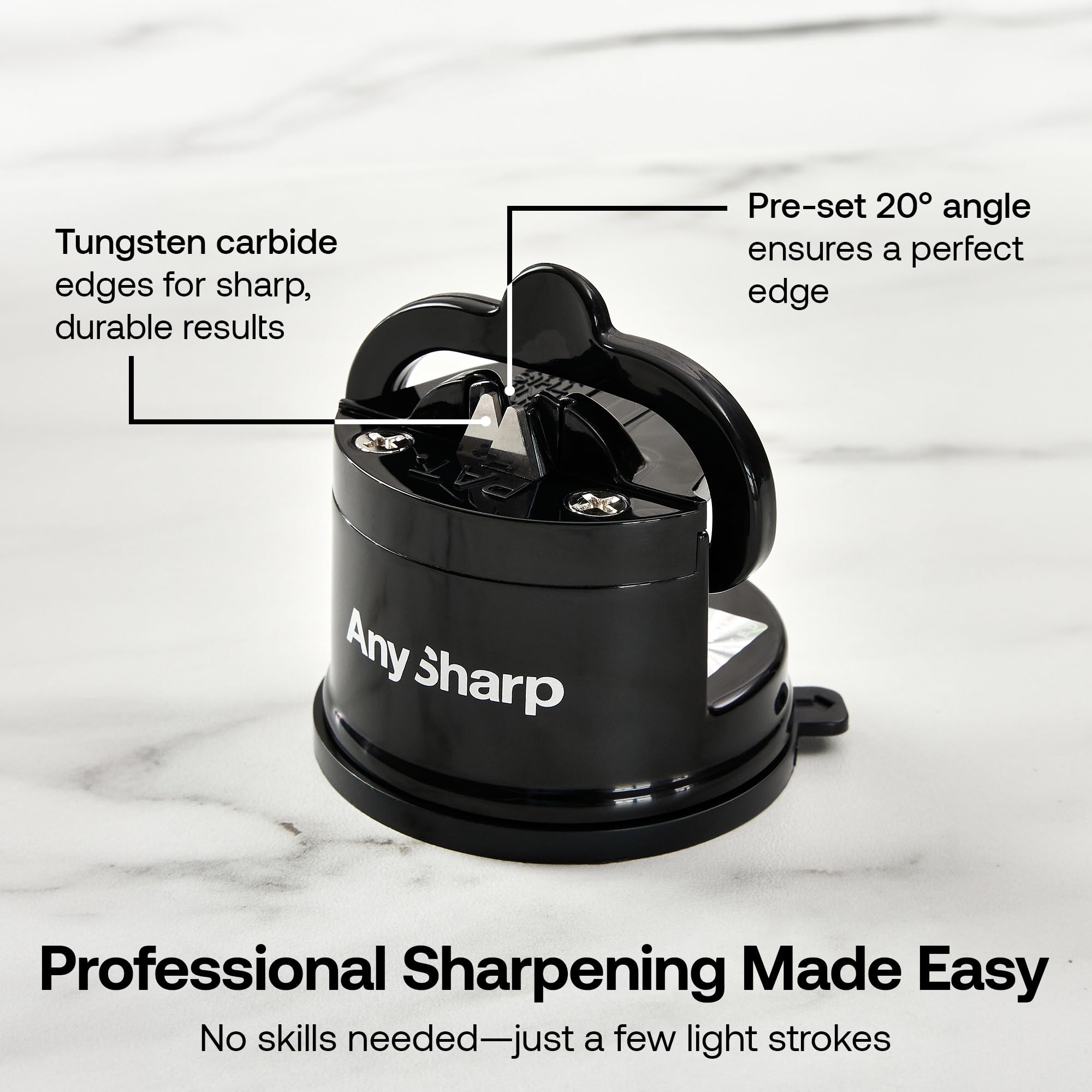 AnySharp 20-degree preset angle helps precise sharpening on blades.