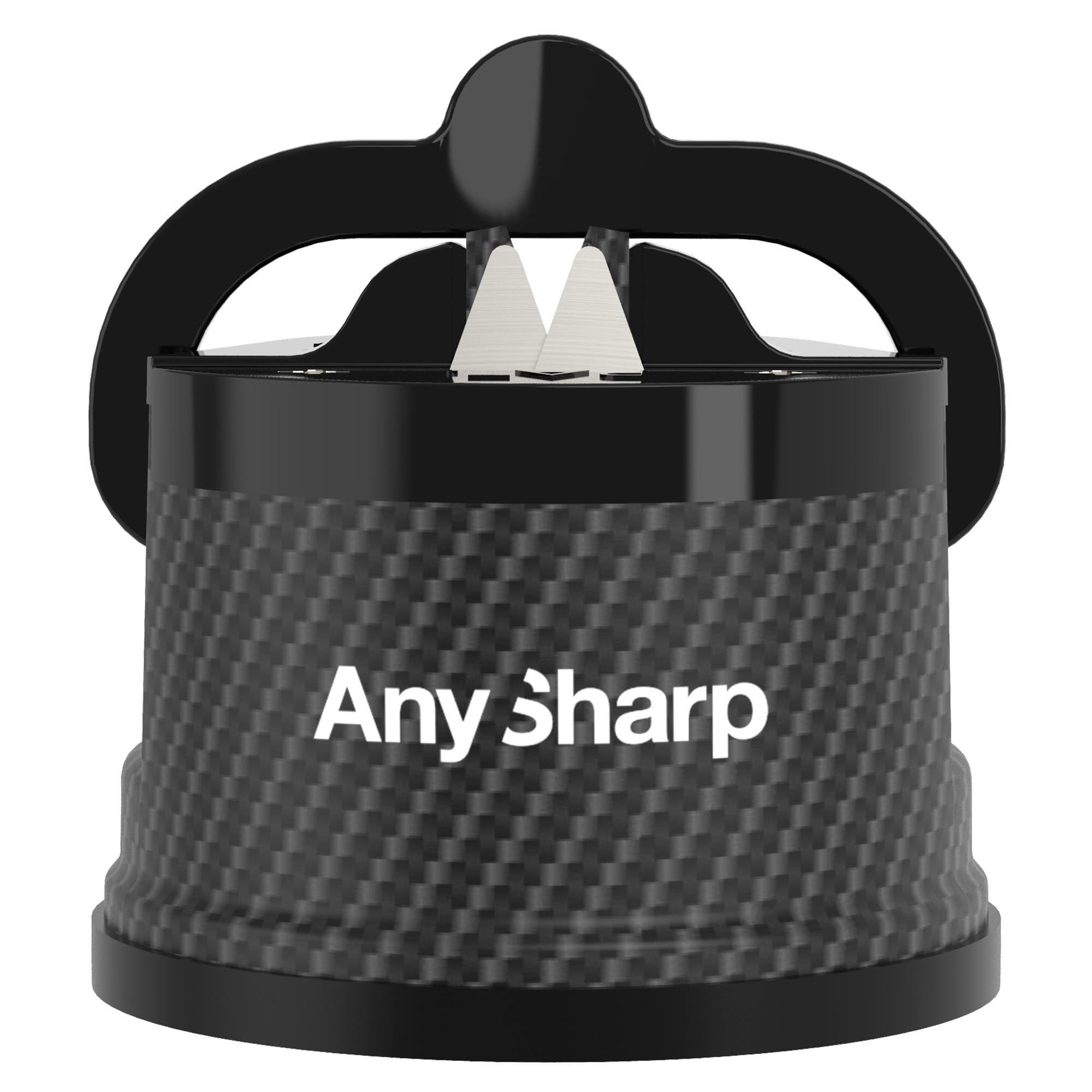 AnySharp Editions hands-free sharpener close-up for safe kitchen prep.