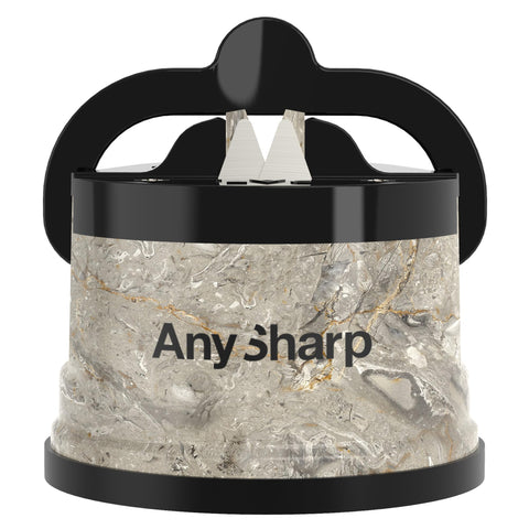 AnySharp Editions on-counter knife sharpener with PowerGrip base, ready for quick sharpening.