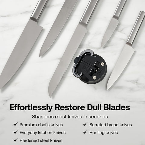 AnySharp Editions hardened steel compatibility preserves edge quality over time.