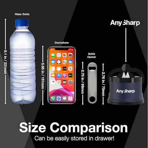 AnySharp Editions safe hands-free operation reduces handling risk during sharpening.
