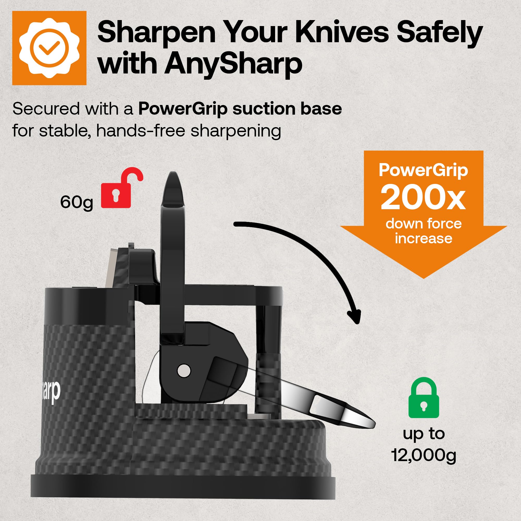 AnySharp Editions serrated blades sharpening in seconds for renewed edges.