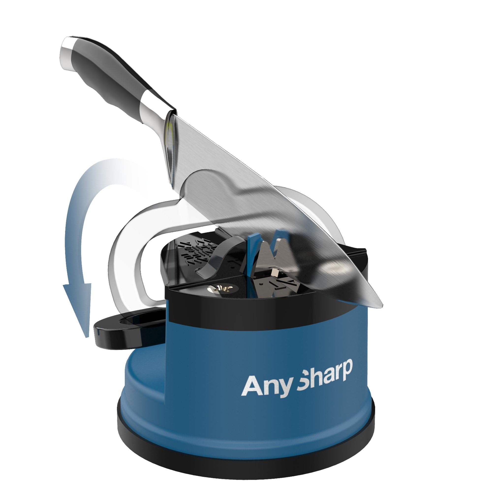 AnySharp GLOBAL knife in sharpening action demonstrates precise edge restoration.