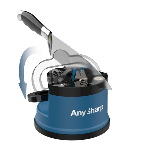 AnySharp GLOBAL knife in sharpening action demonstrates precise edge restoration.