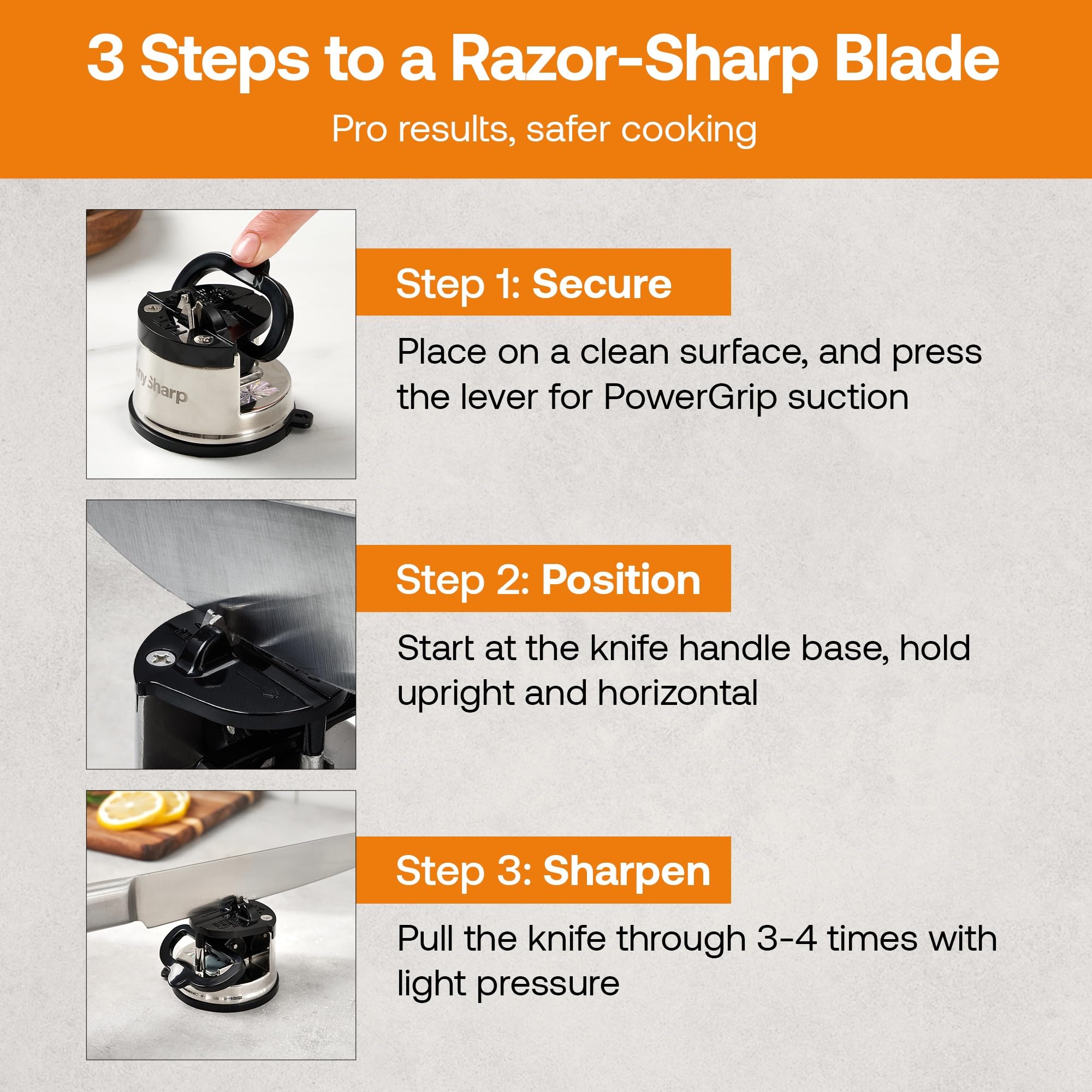 AnySharp Pro Metal Knife Sharpener compact countertop tool.
