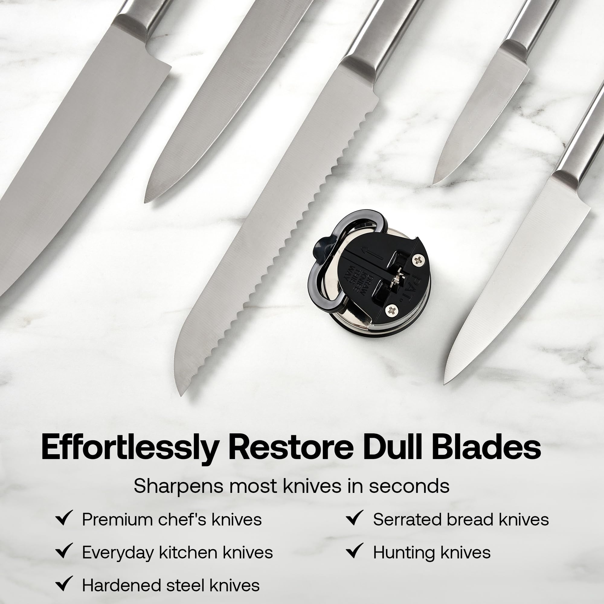 AnySharp Pro Metal Knife Sharpener tungsten carbide finish adds elegance and durability.
