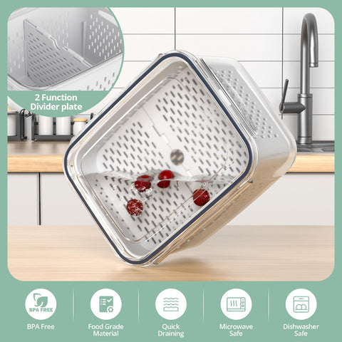 Anysig fridge divider plate flexibly organizes two fruit types.