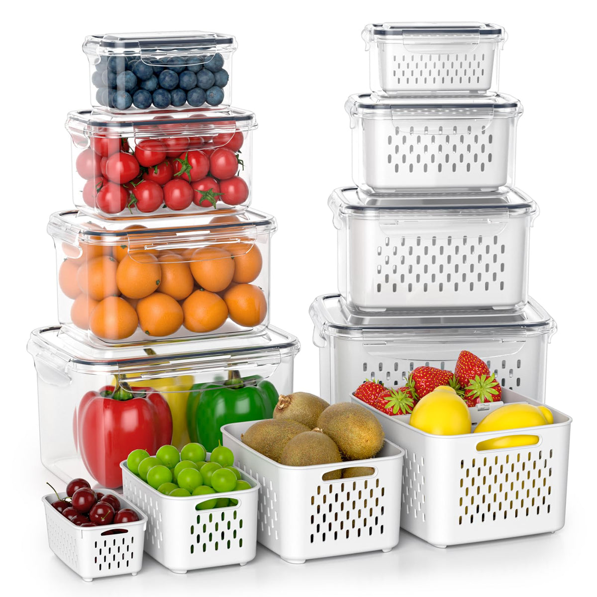 Anysig fruit storage container with airtight lid preserves freshness.