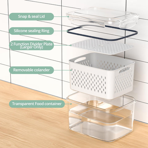 Anysig stackable containers save fridge space while keeping items sorted.