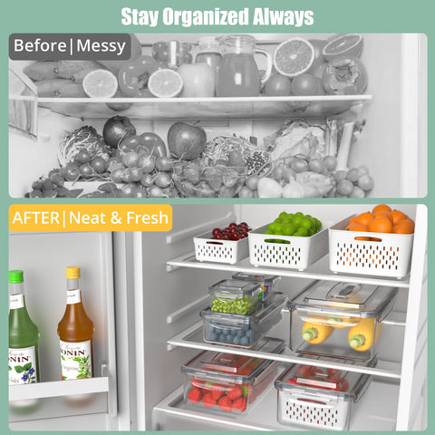 Anysig airtight lids seal in freshness for longer-lasting produce.