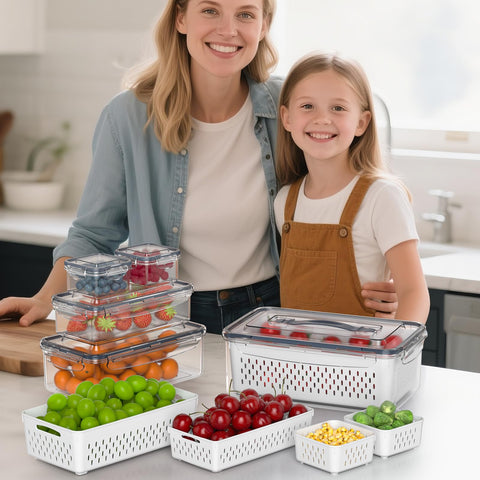Anysig rectangular fridge bin fits neatly on shelves to maximize space.