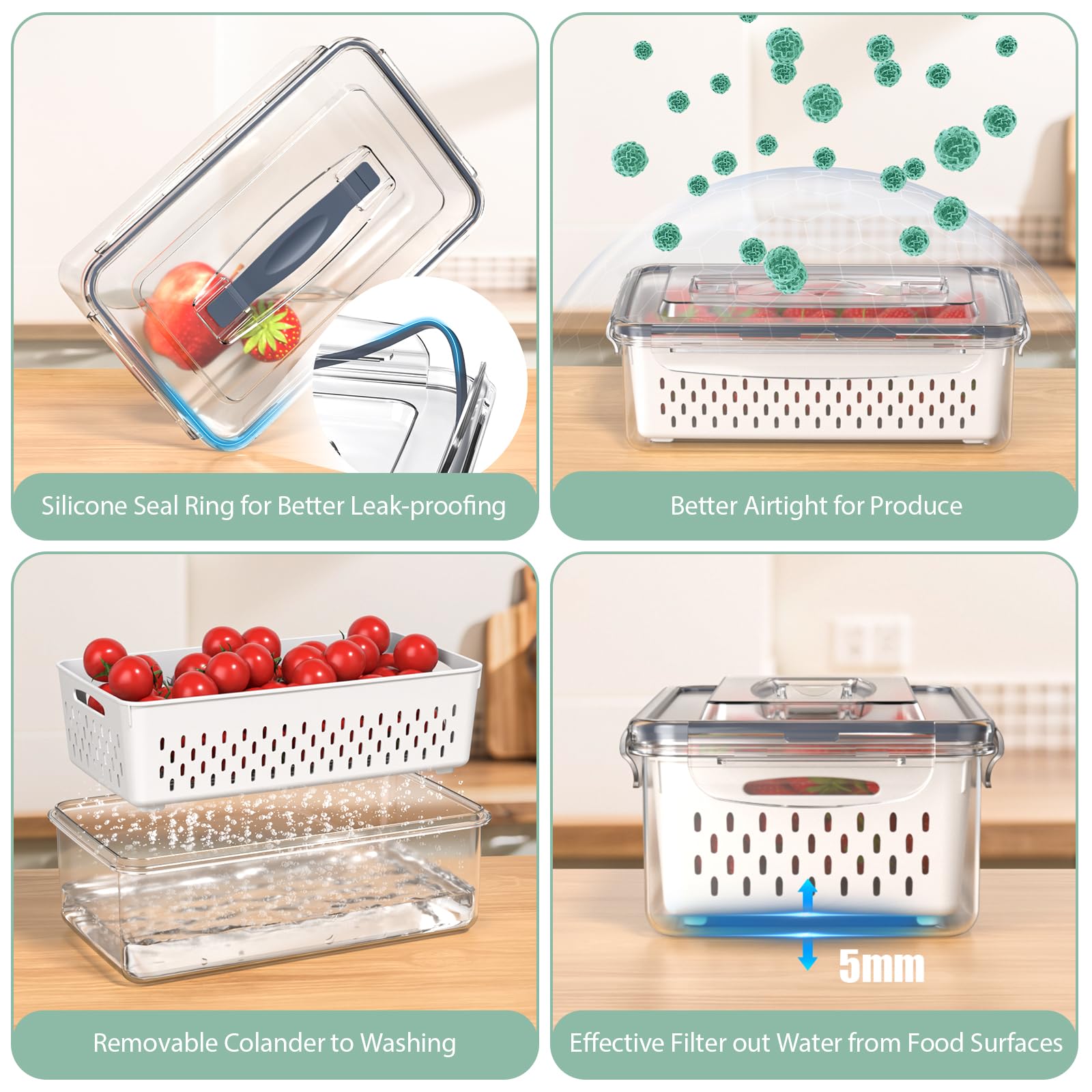 Anysig transparent, stackable design keeps food visible and kitchen organized.