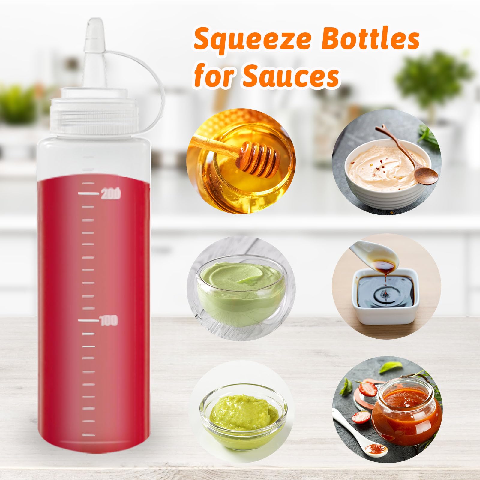 Anyumocz condiment bottle ideal for ketchup, BBQ sauce, dressings and oils.