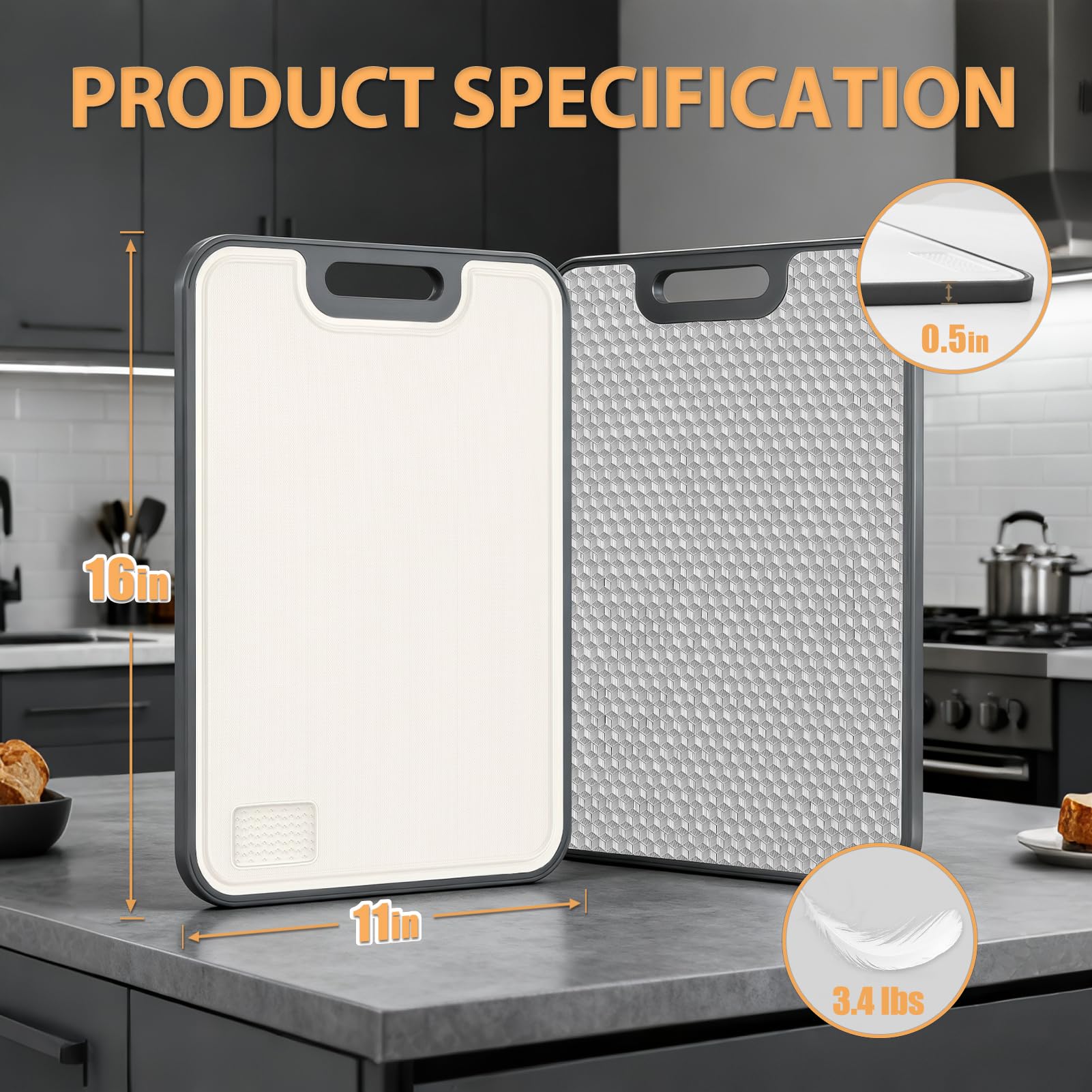 ANYZONE double-sided design lets you prep meat and produce conveniently.