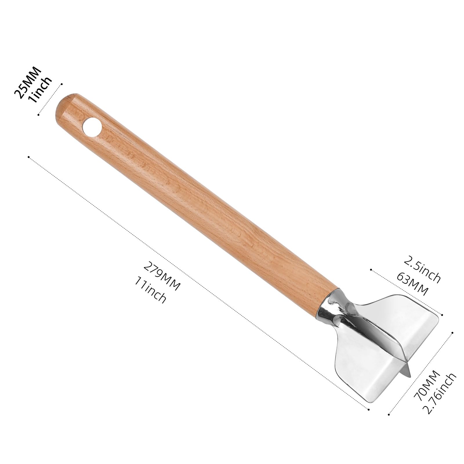 Close-up of ANZIUS 304 stainless steel head for durable mashing.