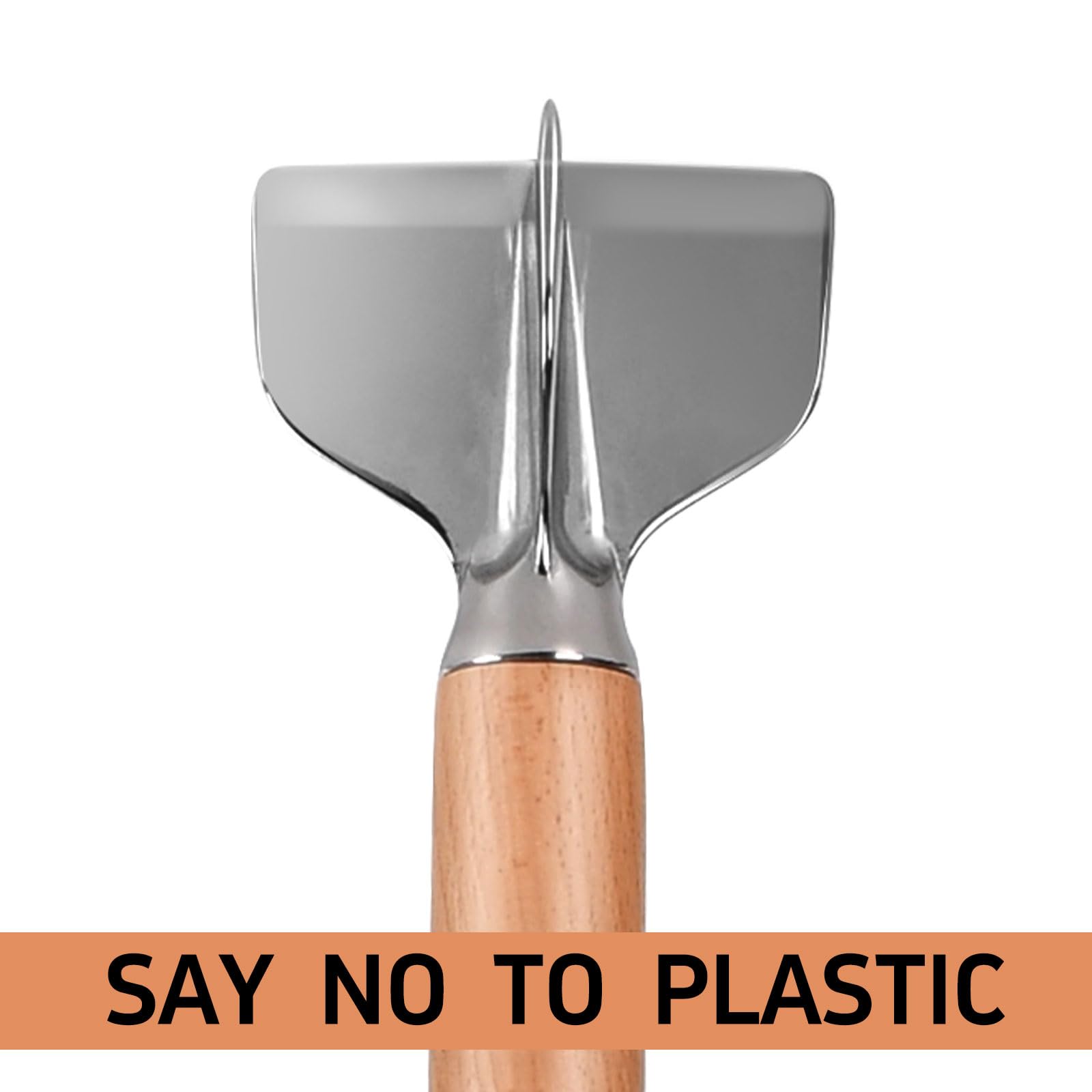 Ergonomic wooden handle on ANZIUS chopper provides comfortable grip.