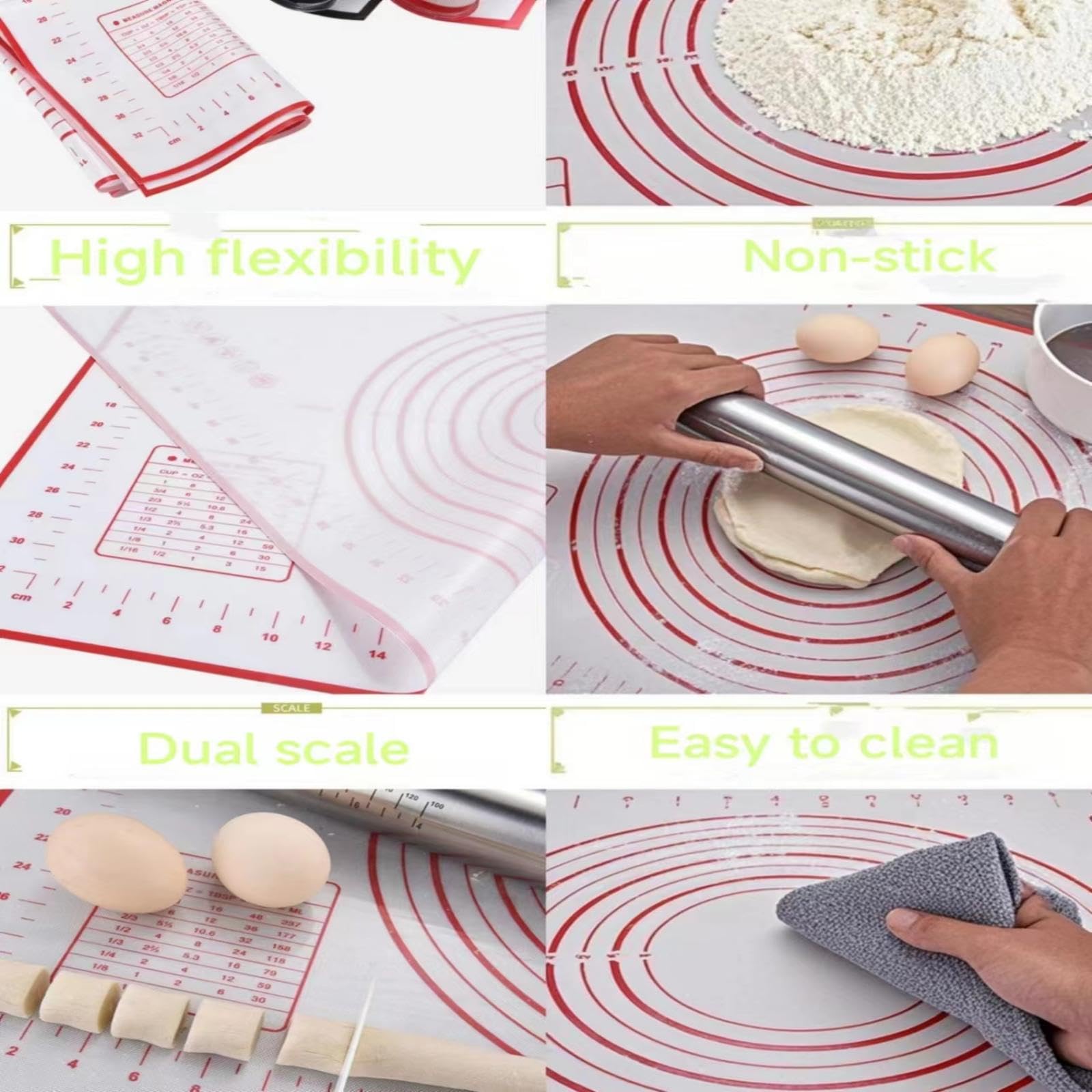 AOAONIU rolling pin shows measuring rings for uniform thickness