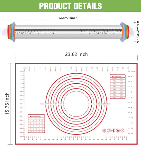AOAONIU silicone pastry mat with measuring guide for even rolling