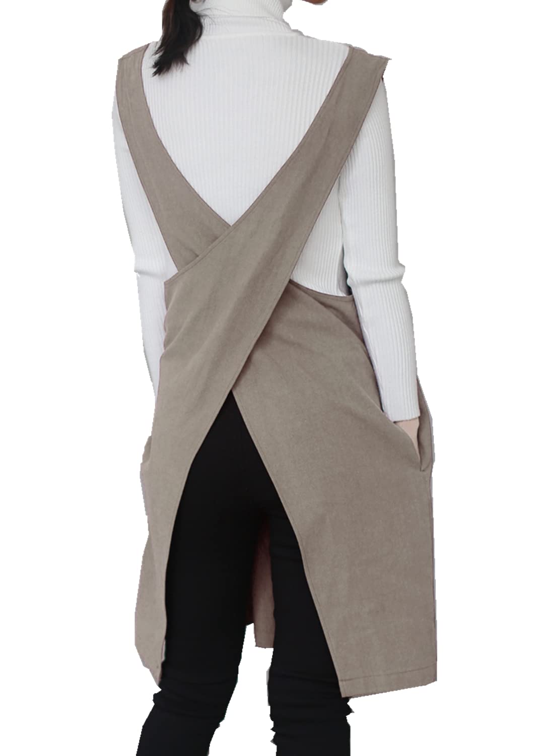 AOBBYBBS cotton linen apron halter crossback for comfortable hands-free wear