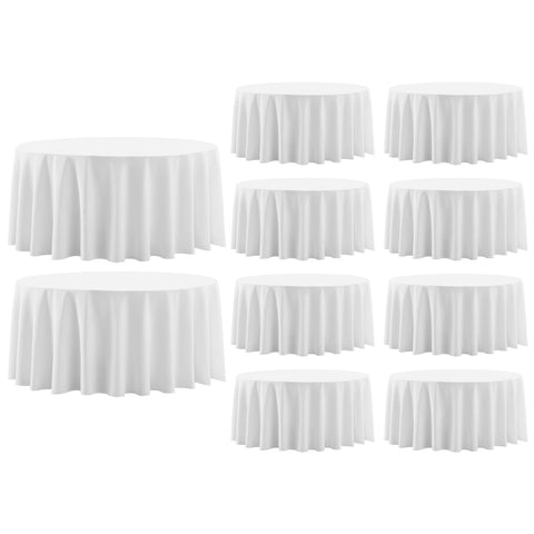 Aocoz round tablecloth 120 inch pack setup on a dining table for elegant events