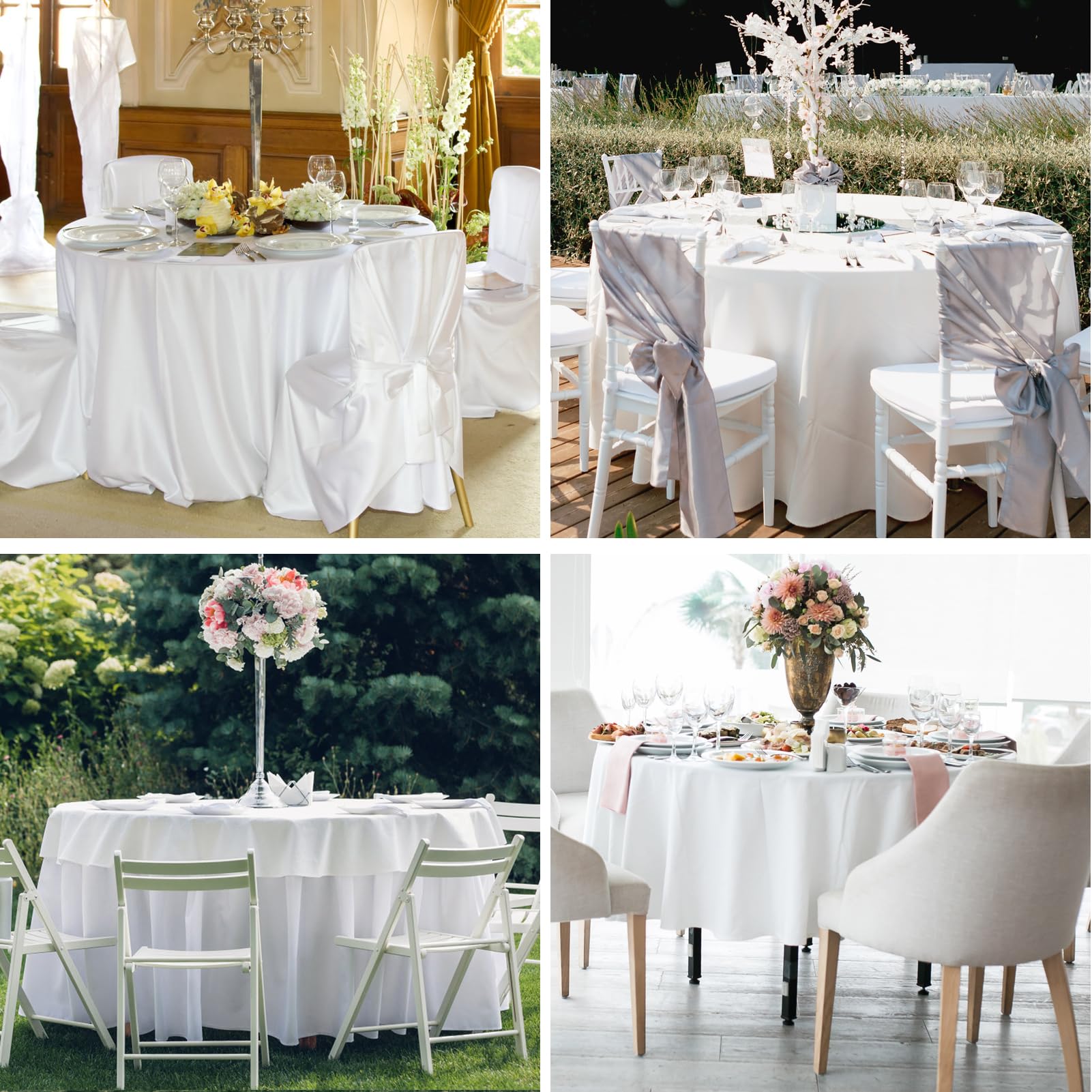 Aocoz banquet and wedding setup with round tablecloth on table