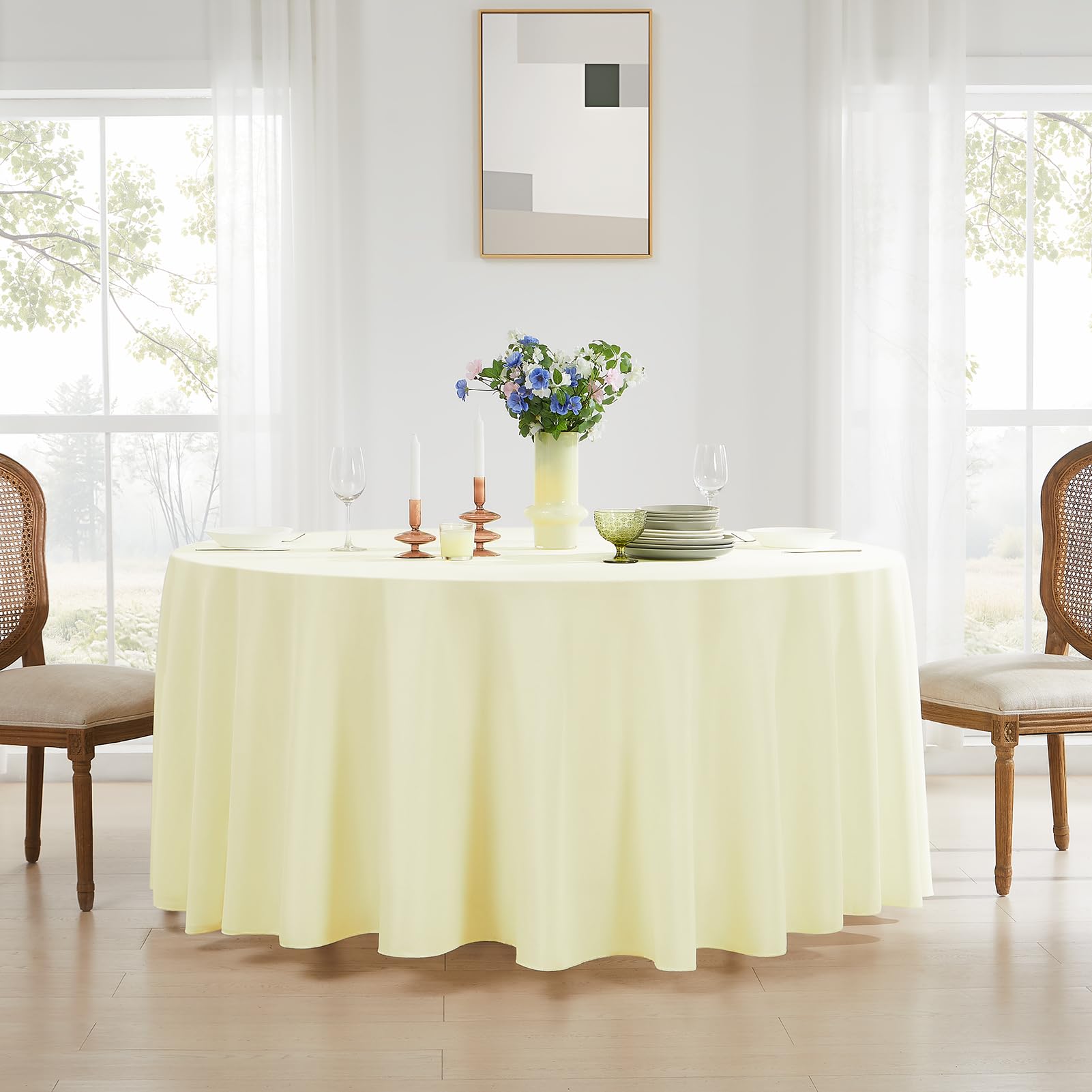 Aocoz ivory round tablecloth suitable for crafts and decorative displays