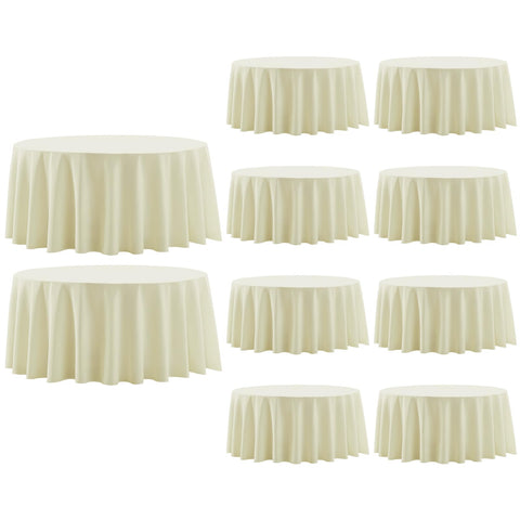 Aocoz ivory round tablecloth 120 inch on a dining table offering elegant protection
