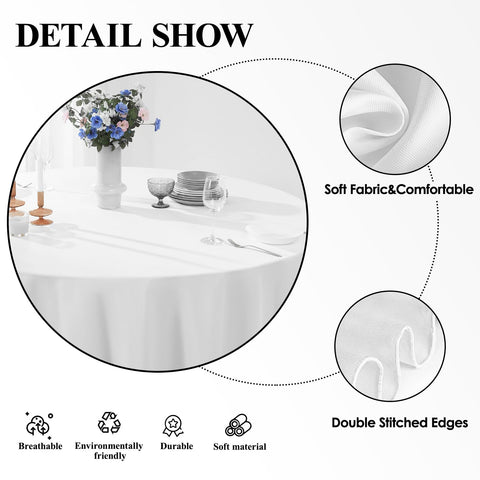 Aocoz machine washable round tablecloth with soft drape and quick cleaning