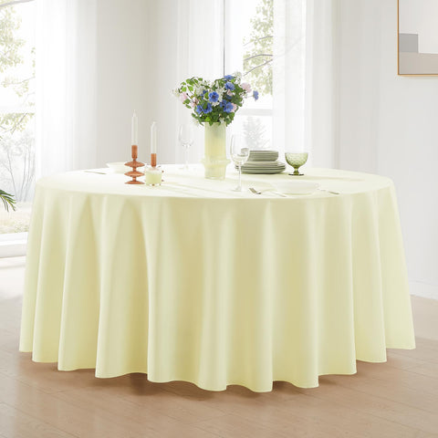 Aocoz ivory round tablecloth with soft-drape for a warm ambiance