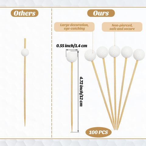 Aodaer golf-ball decorations on wooden picks add festive cocktail flair.