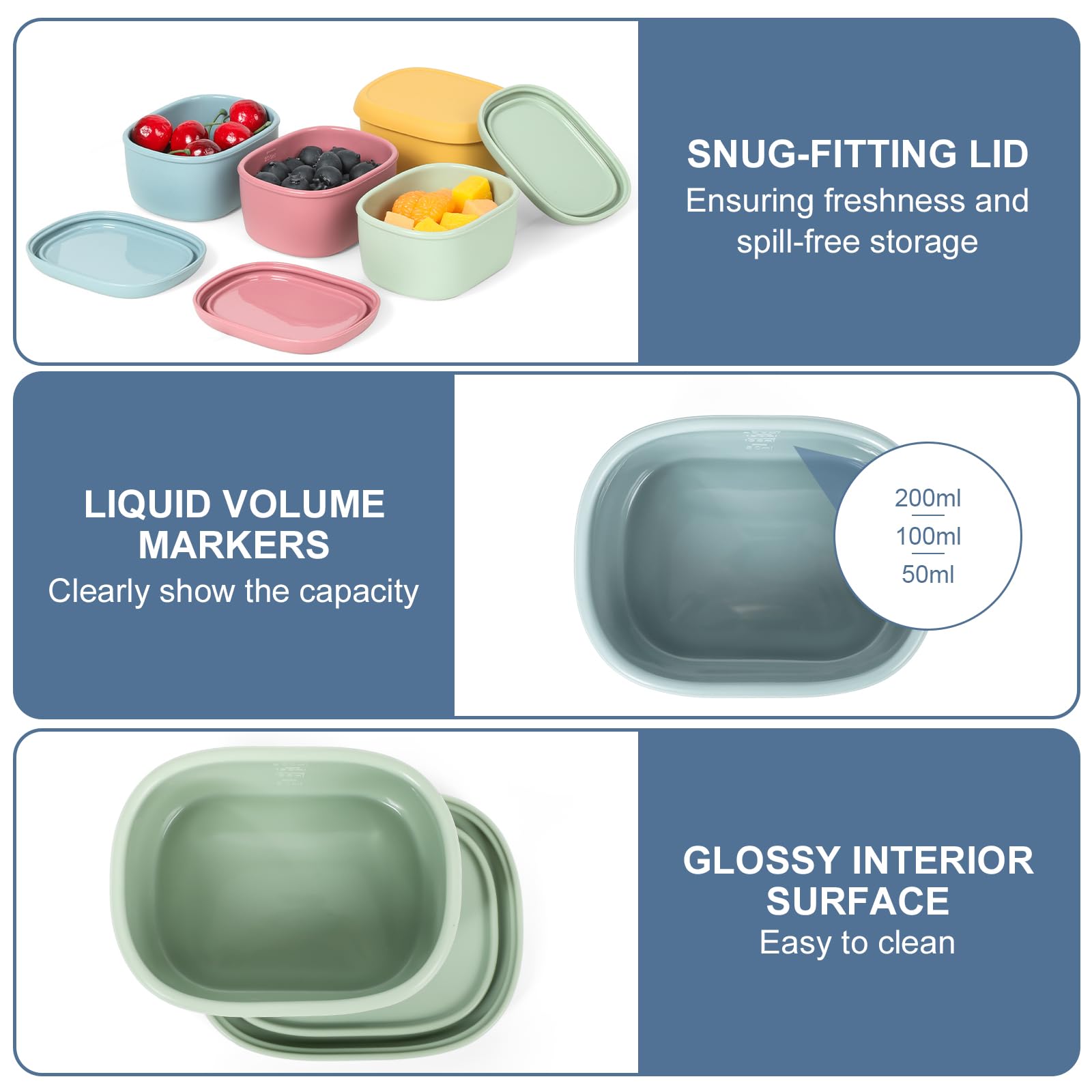 AOEDEO dishwasher-safe silicone snack cups for easy cleanup after meals