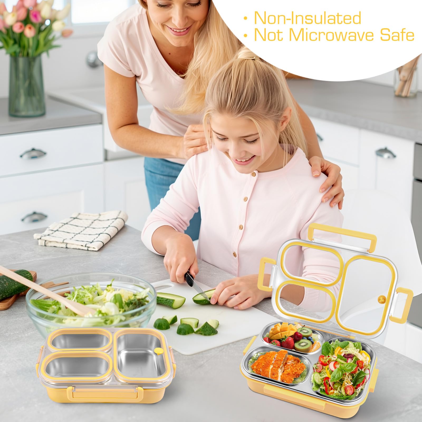 AOEDEO compact lunch box design fits easily in most bags.