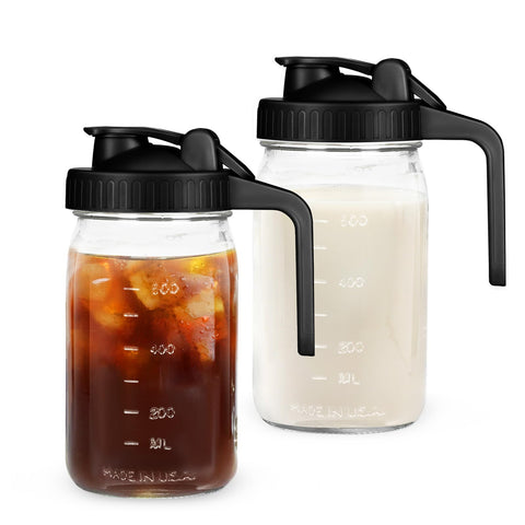 AoeJarry 32oz Mason Jar with lid, pour spout for spill-free pouring.