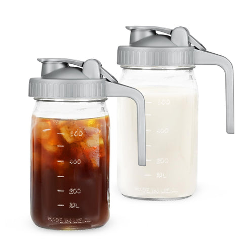 AoeJarry Cream-pitcher-jar-32oz with lid for precise pouring and freshness.