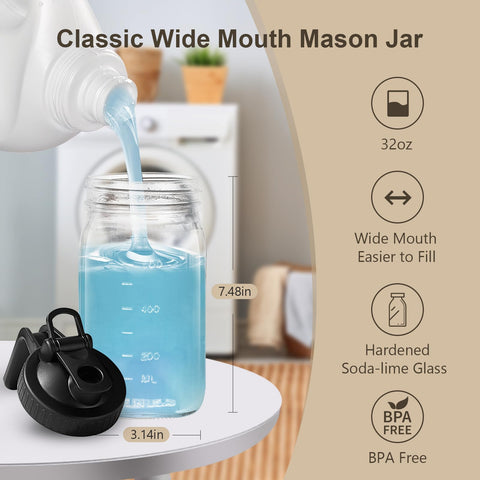 AoeJarry wide-mouth Mason Jar with handle for easy one-handed use.