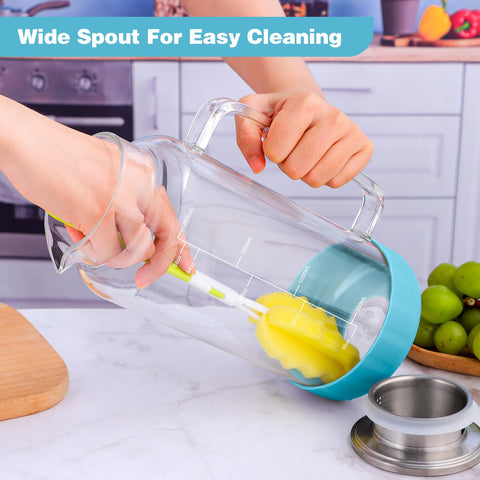 Aofmee crystal-clear glass pitcher complements kitchen decor and fridge storage.