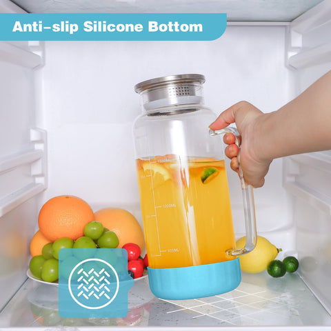 Aofmee pitcher with scale line for easy portion control of beverages.
