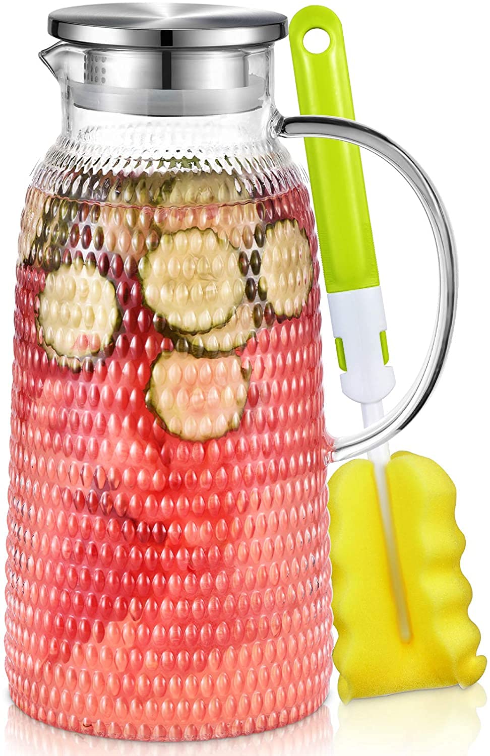 Aofmee 80oz glass pitcher with lid for spill-free pouring during gatherings