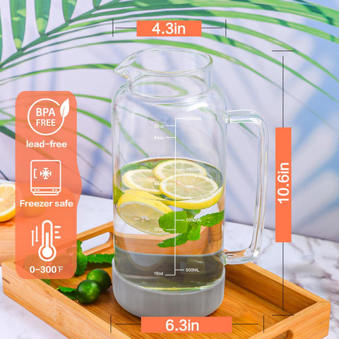Aofmee borosilicate glass carafe maintains clarity and resists temp changes.