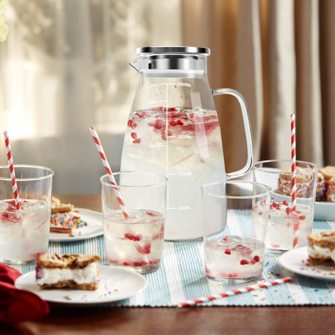 Aofmee glass pitcher lid with precise scale for accurate DIY beverages.