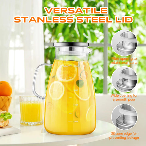Aofmee multi-function pouring lid with filtration for tea and fruit pieces.