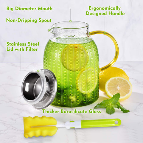 Aofmee pitcher with a wide opening for adding fruits and ice.