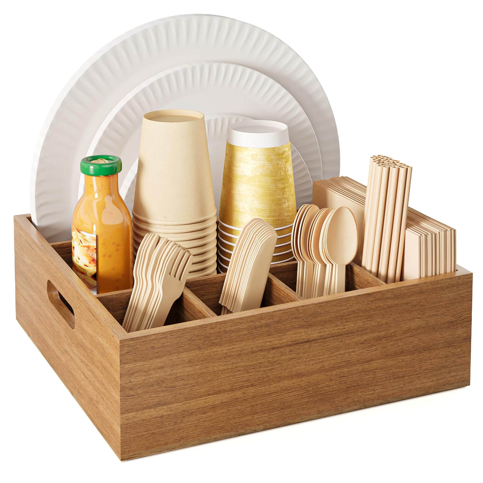 Aofure acacia wood utensil holder for organized counter space and easy access.