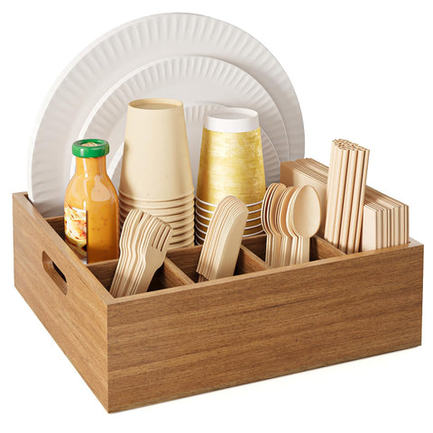 Aofure acacia wood utensil holder for organized counter space and easy access.