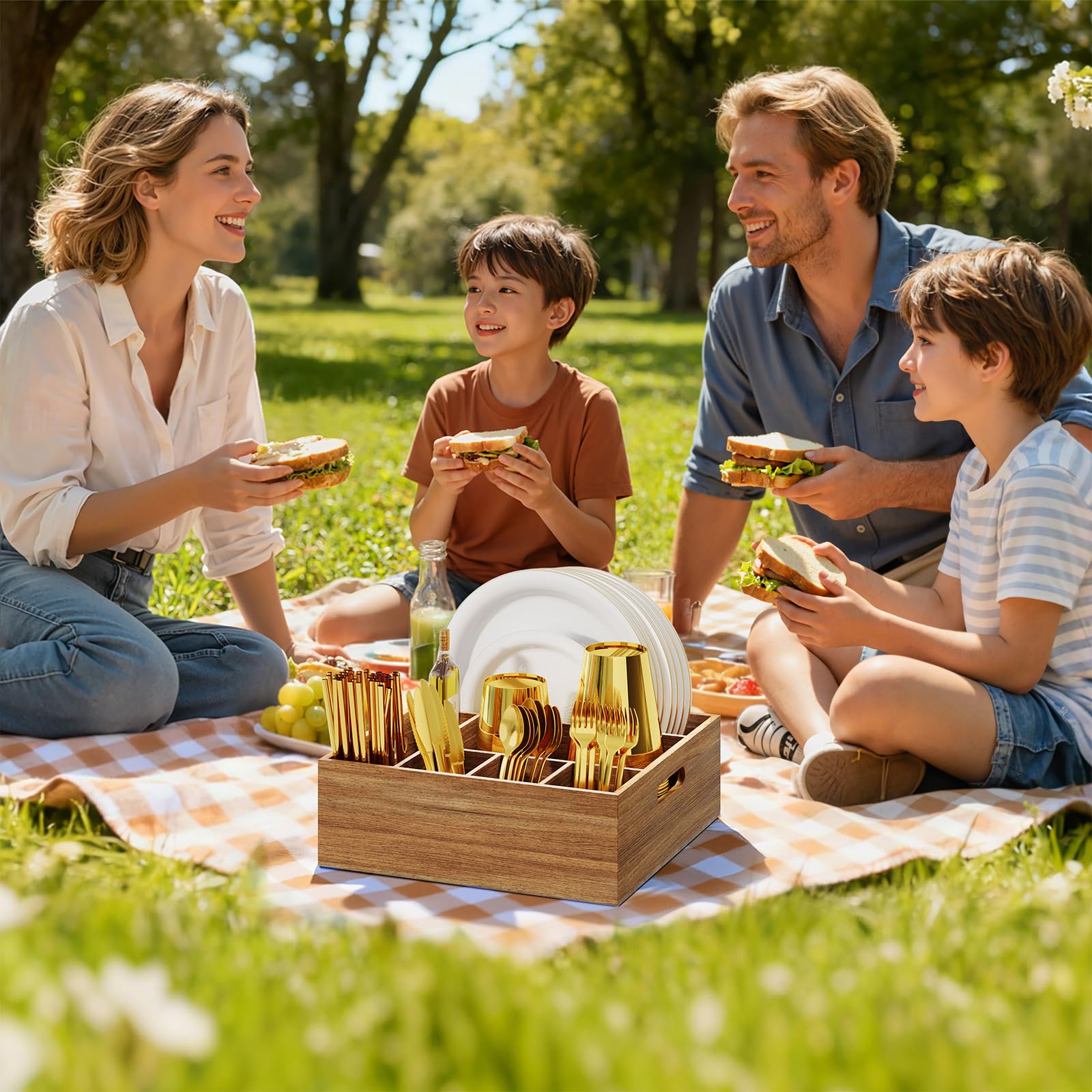 Aofure countertop organizer reduces clutter with six dedicated compartments.