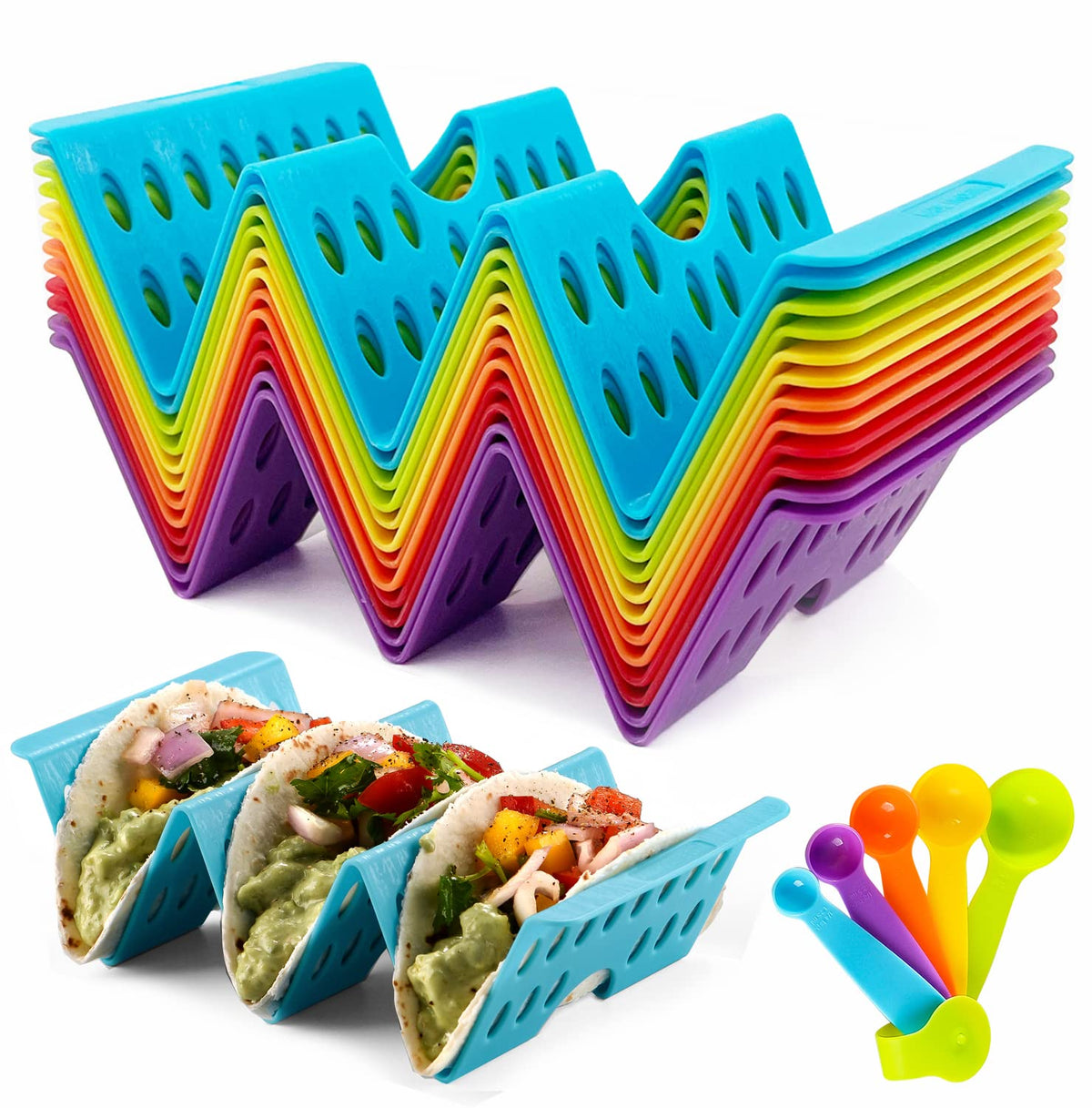Aofure taco holders set 12-pack for organized taco night and easy serving.