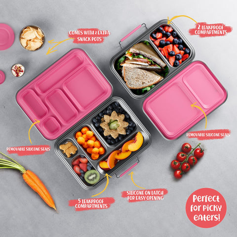 AOHEA bento box kids pink safety materials ensure non-toxic packing for children.