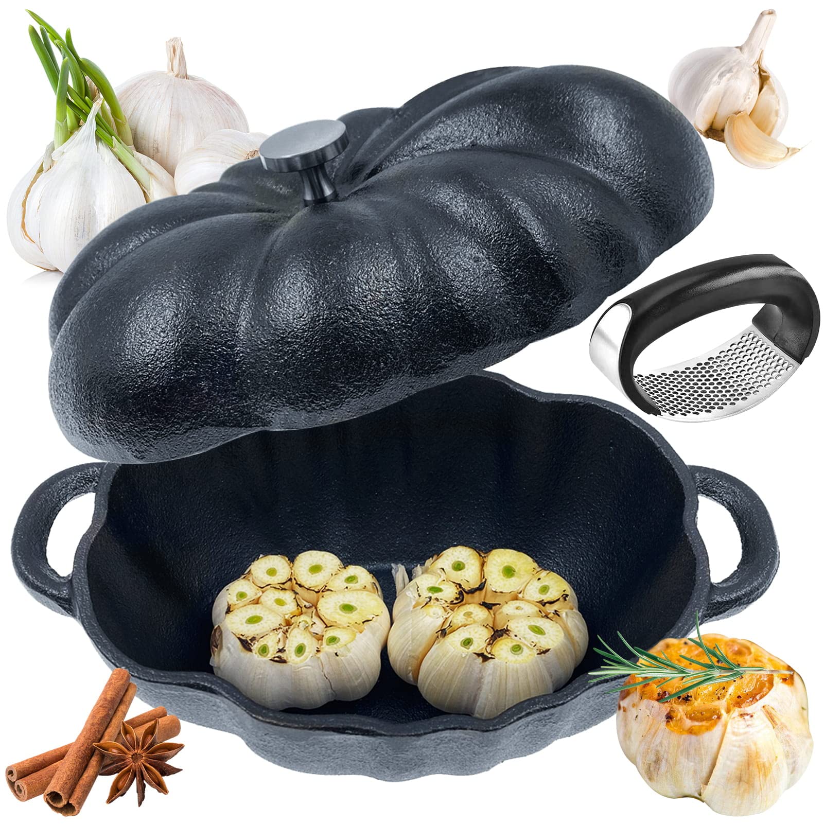 AOKDEER garlic roaster cast-iron delivers even heat for rich roasting